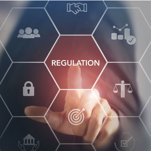 Photo of hexagonal overlay featuring the word Regulation