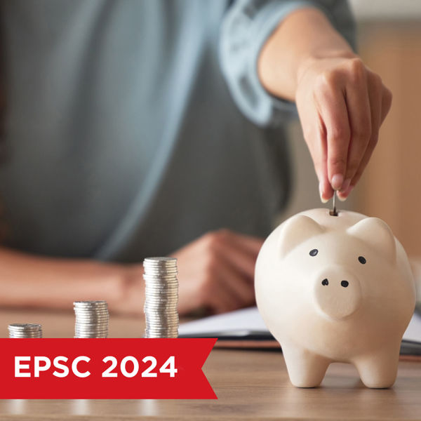 Person placing money in a piggy bank