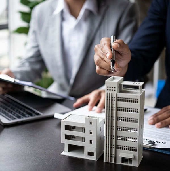 Architectural model on a tabletop