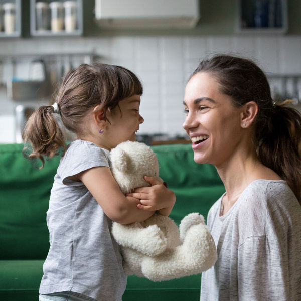 Woman and child happy together